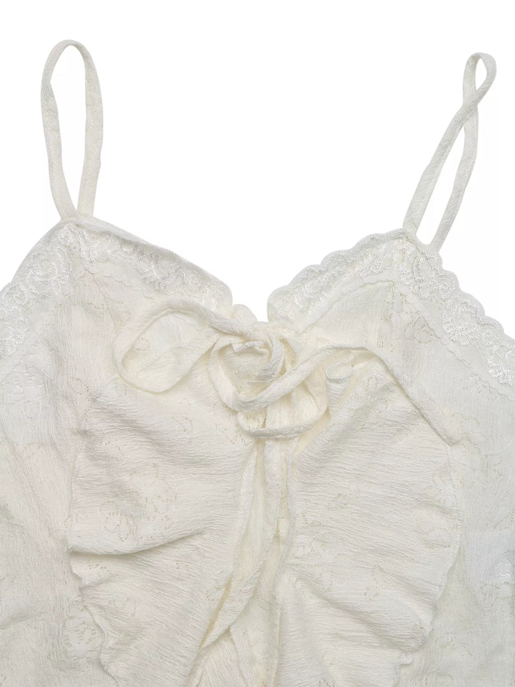 Tie-Front Ruffle Hem Lace Cami Tank