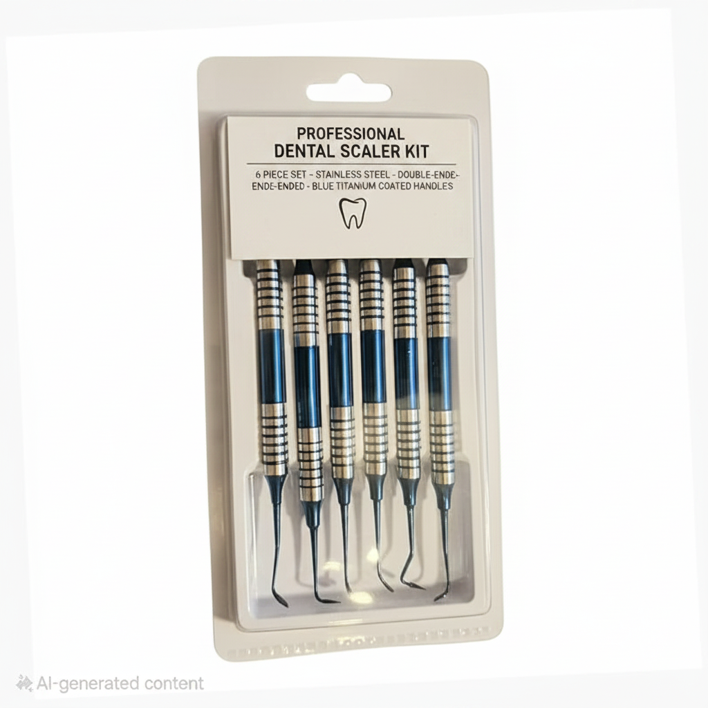 6 Pcs Composite Filling Instrument Kit – Blue Titanium-Coated Restorative Set