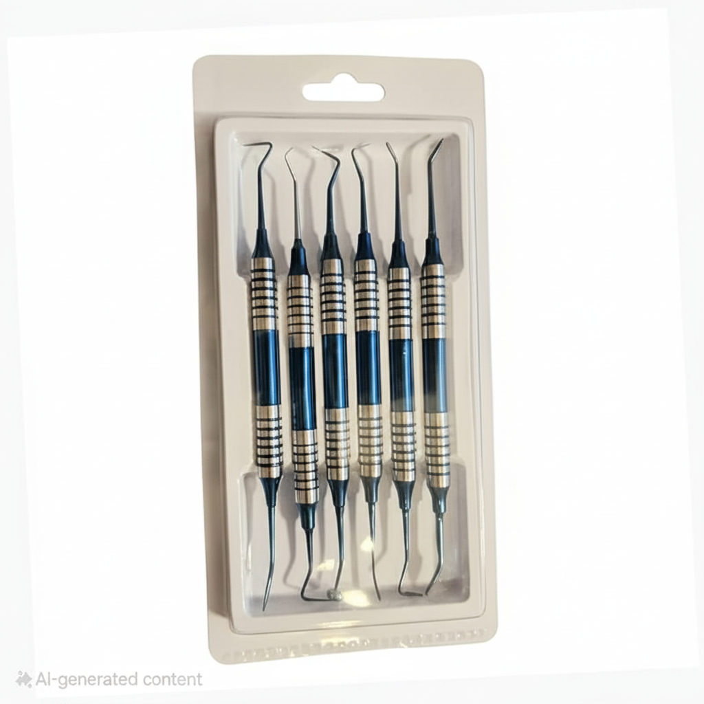 6 Pcs Composite Filling Instrument Kit – Blue Titanium-Coated Restorative Set