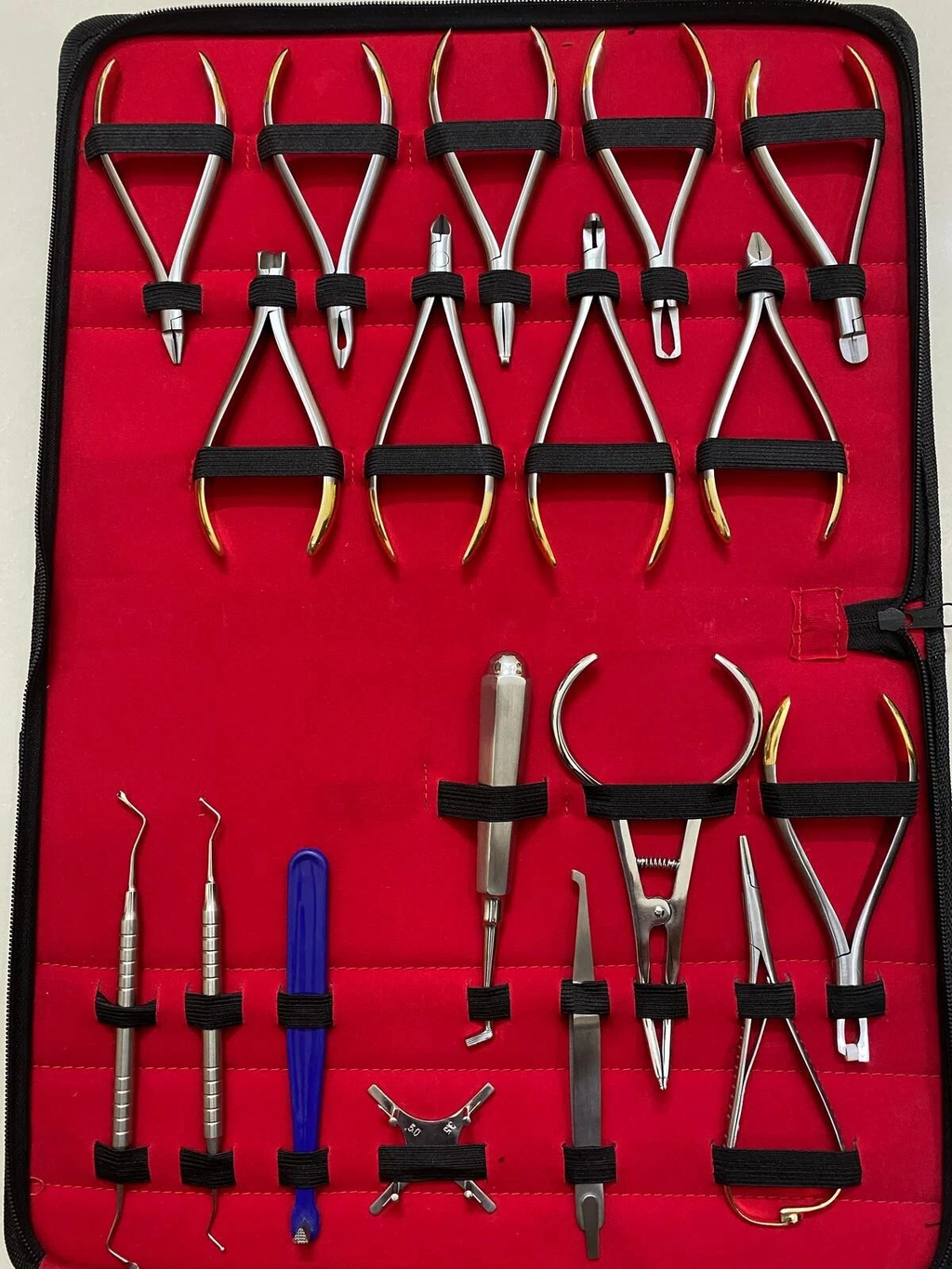 Orthodontic Instruments Kit – 18 Pieces | Pliers, Scalers, Needle Holder & More in Zippered Case