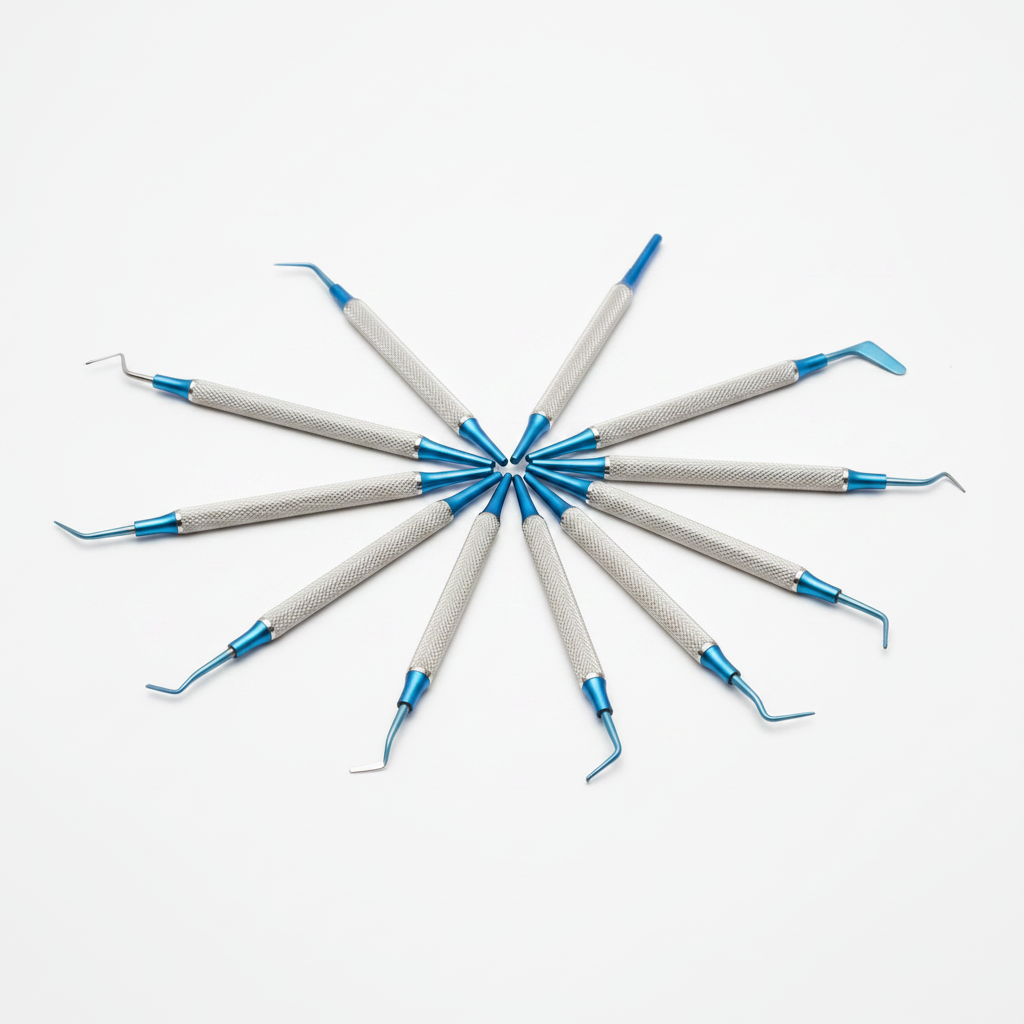 6 Pcs Composite Filling Instrument Kit – Blue Titanium-Coated Restorative Set