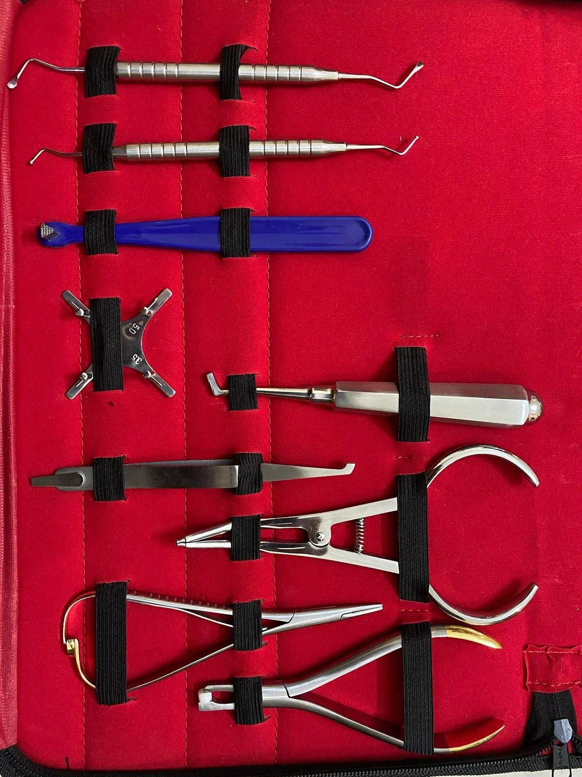 Orthodontic Instruments Kit – 18 Pieces | Pliers, Scalers, Needle Holder & More in Zippered Case