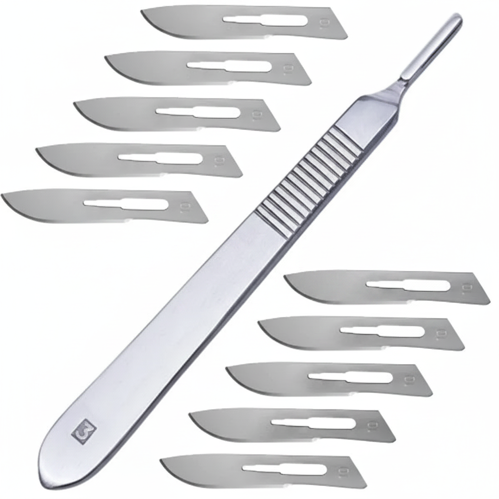 10 Sterile Surgical Blades #10 with Scalpel Knife Handle #3